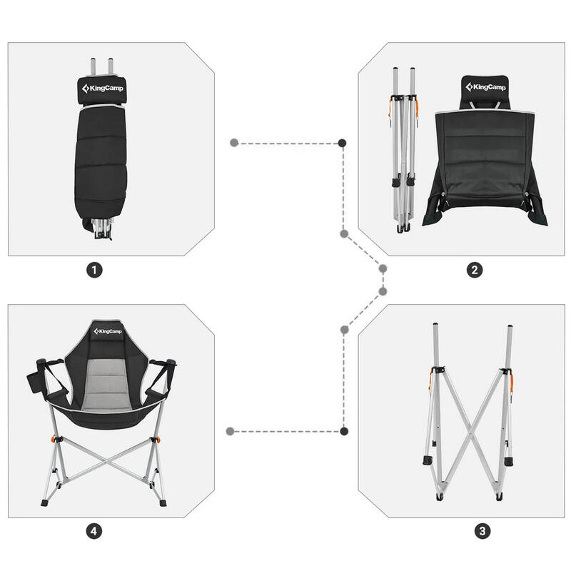 Chaise de camping Orchid Balançoire pliante Réglable 120kg