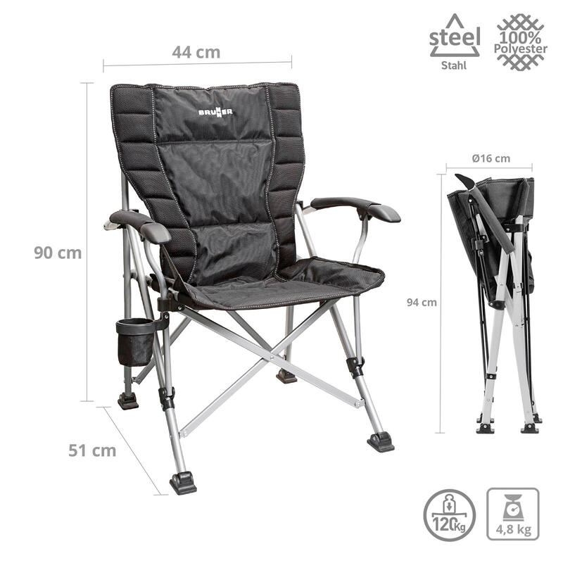 Chaise de camping Raptor NG 2.0 pliante jardin rembourrage 3D acier 120 kg
