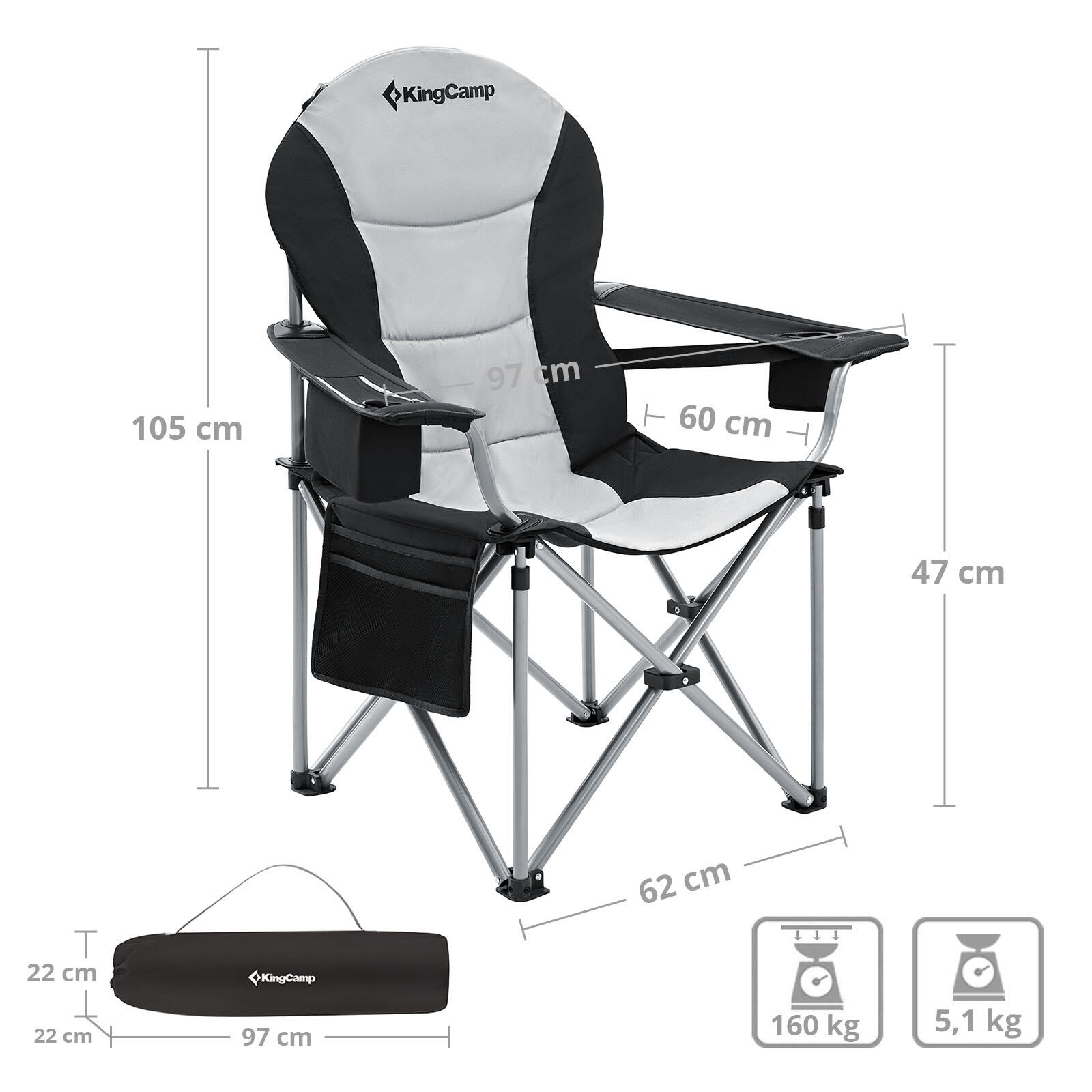 Silla de camping plegable Pesca Exterior Bolsa frío 160 kg 2/7