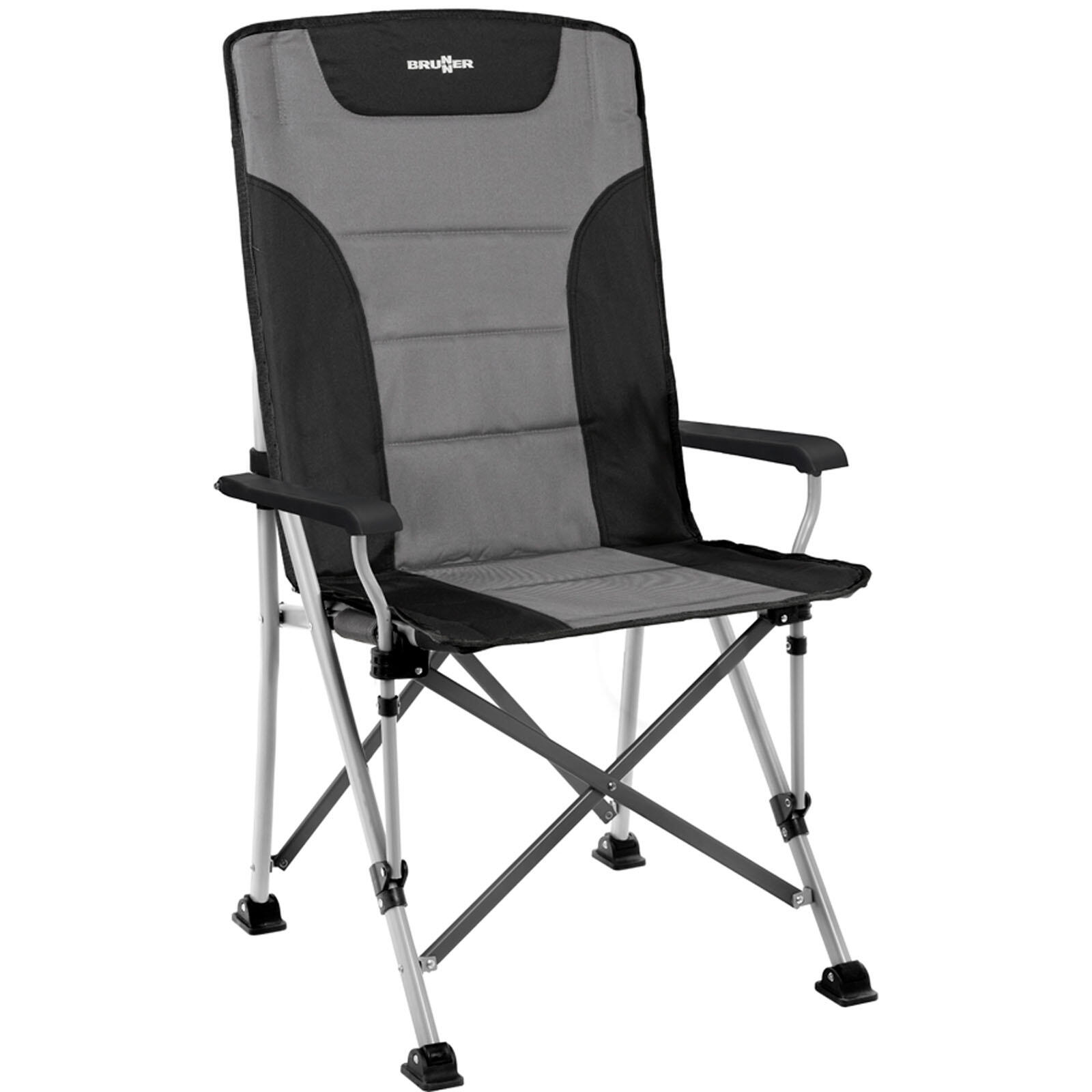 Brunner - Chaise De Camping À Dossier Haut Raptor High Back Pliante Réglable 120kg - Chaise - Gris|noir - Taille Unique - Decathlon