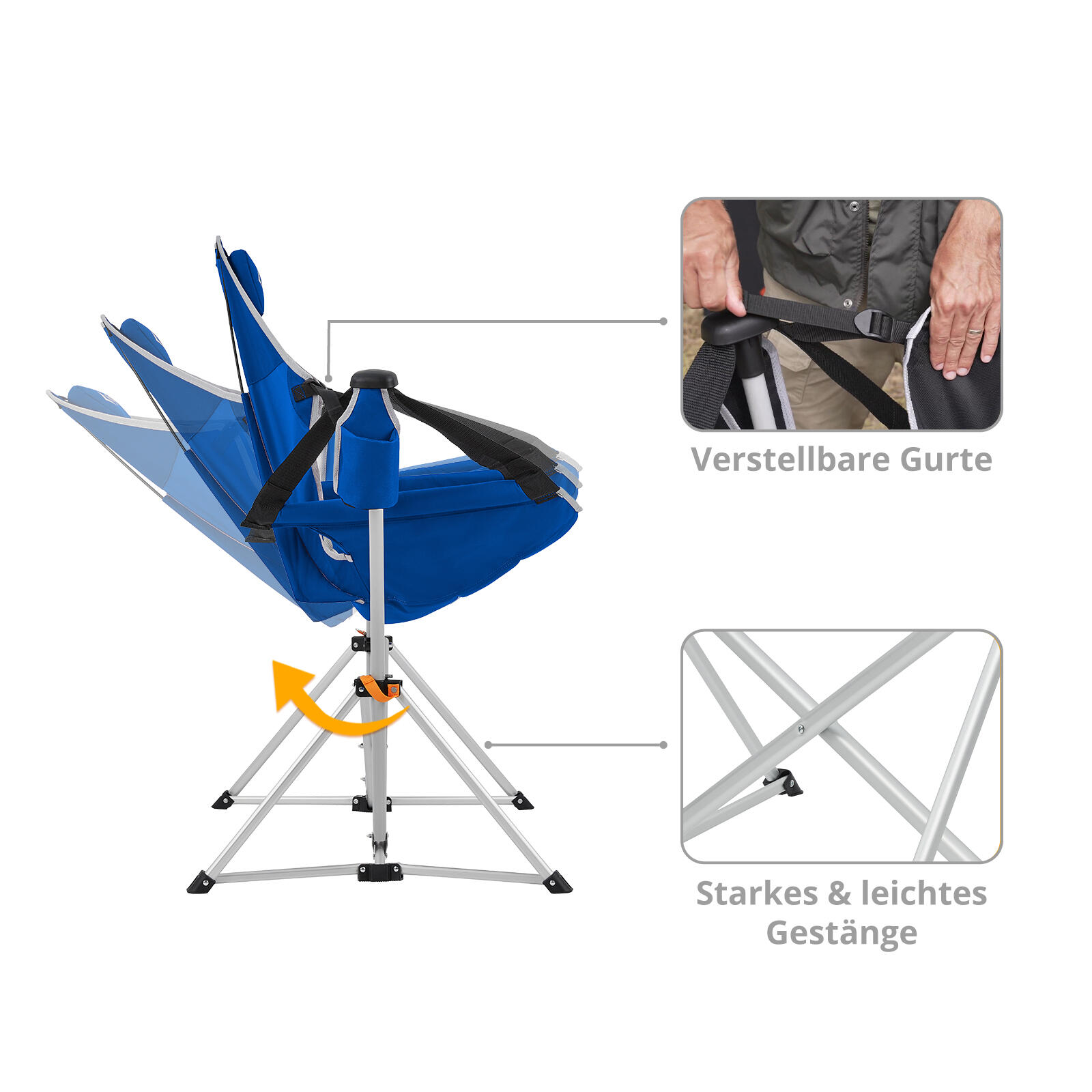 Campingstuhl Orchid Schaukel Stuhl Camping Klappstuhl Verstellbar 120kg 5/5