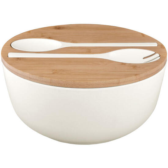 Camping Saladier Greenkick Planche Salade Couverts Mélamine Bambou Ø25