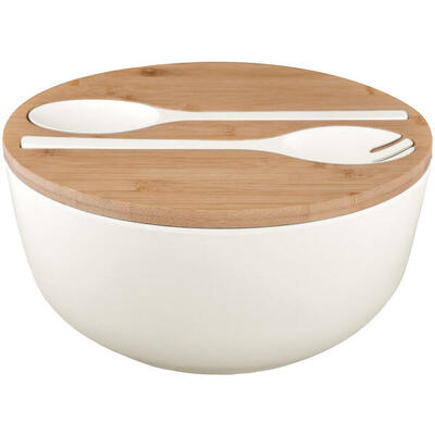 Camping salade bowl greenkick bord bestek melamine bamboe ø25
