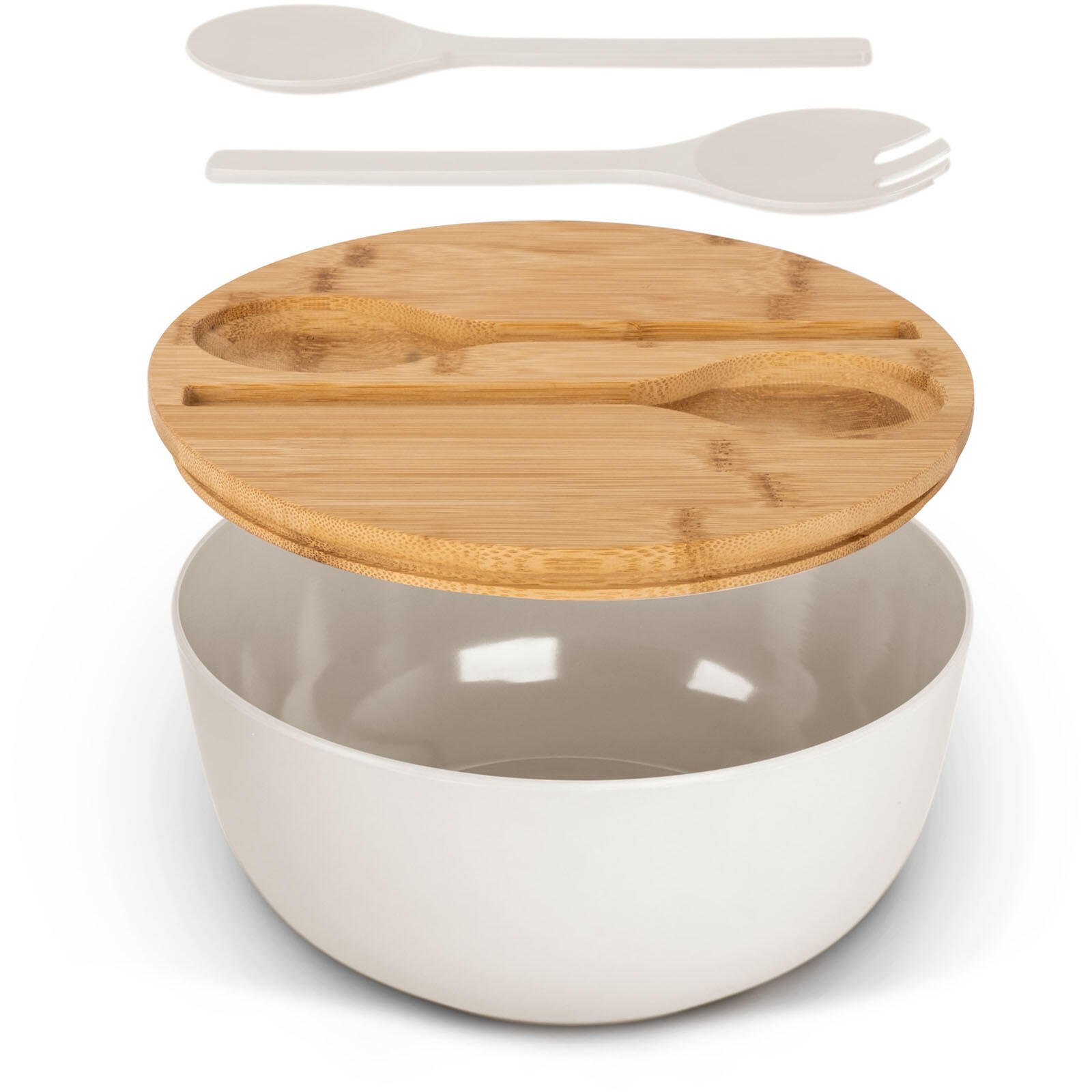 Camping Saladier Greenkick Planche Salade Couverts Mélamine Bambou Ø25 3/6