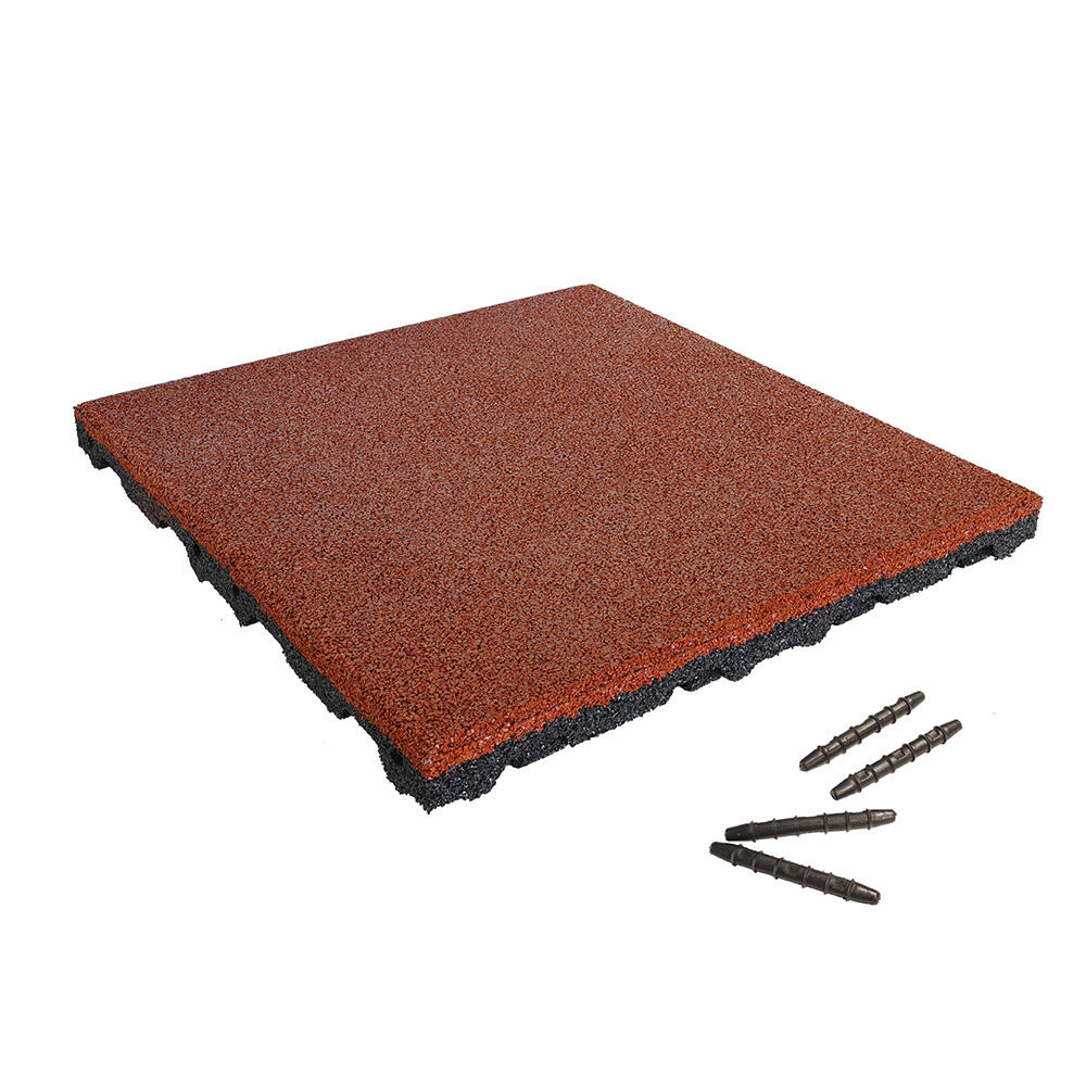 Tigla de cauciuc 55 mm - 50 x 50 cm - Roșu - Conexiune știft și orificiu