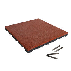 Dalle en Caoutchouc 55 mm - 50 x 50 cm - Rouge - Connexion par goupille et trou