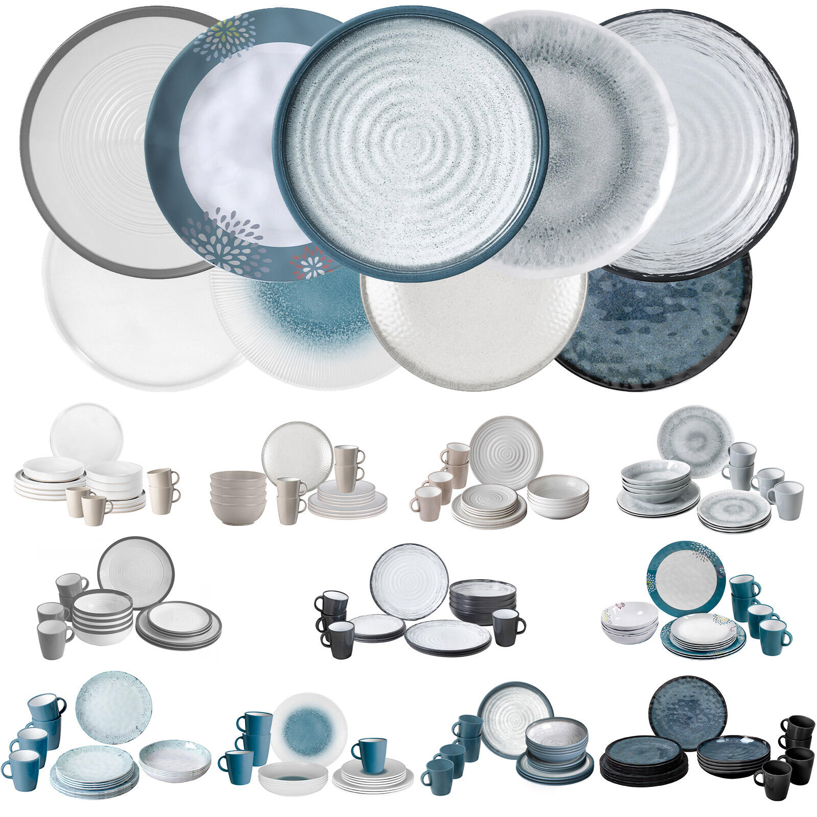 Camping servies Melamine set Lunch box 16 stuks Reis borden 3/5