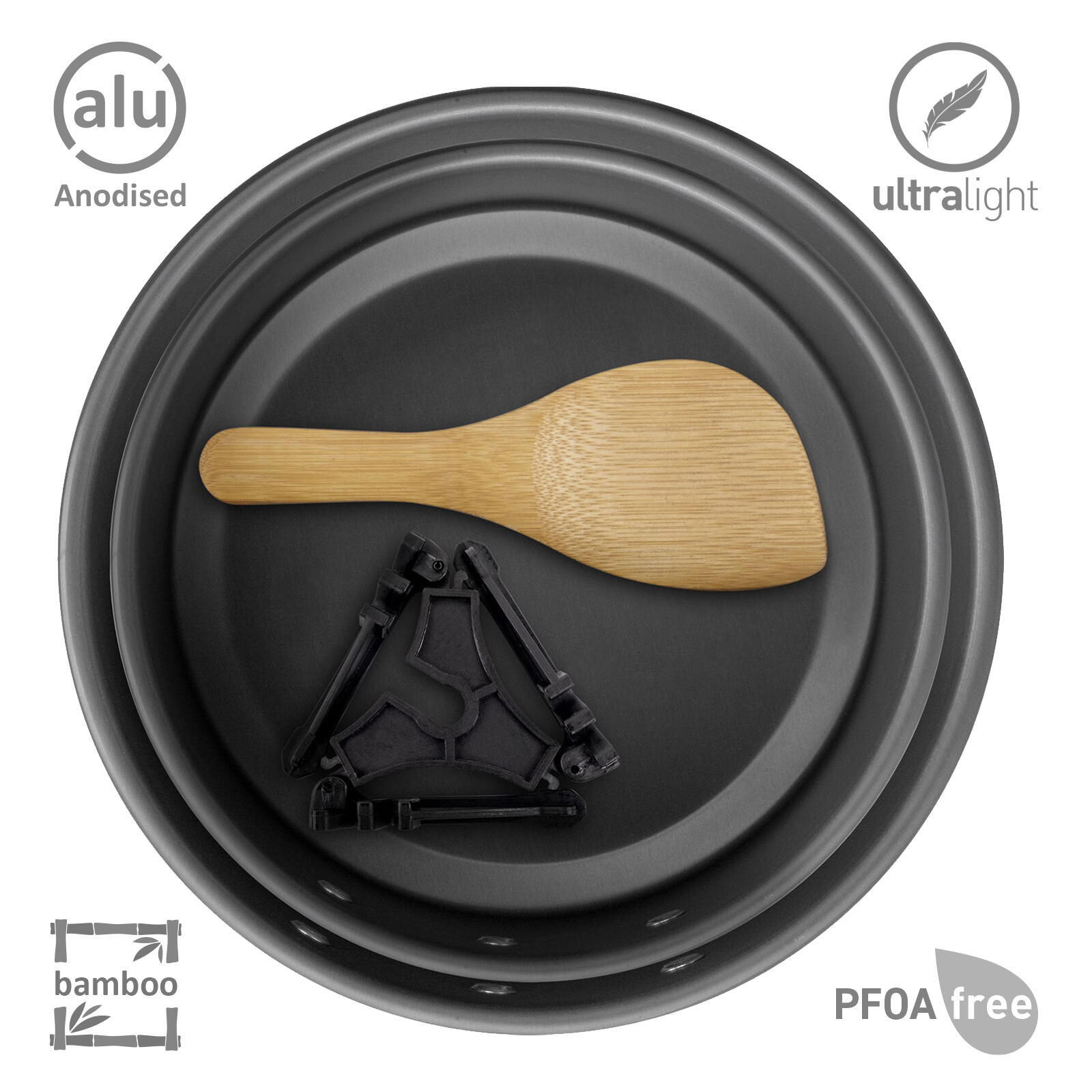 Set de cuisine camping Packpot Ultralite 20 vaisselle casserole poêle alu 910g 2/7