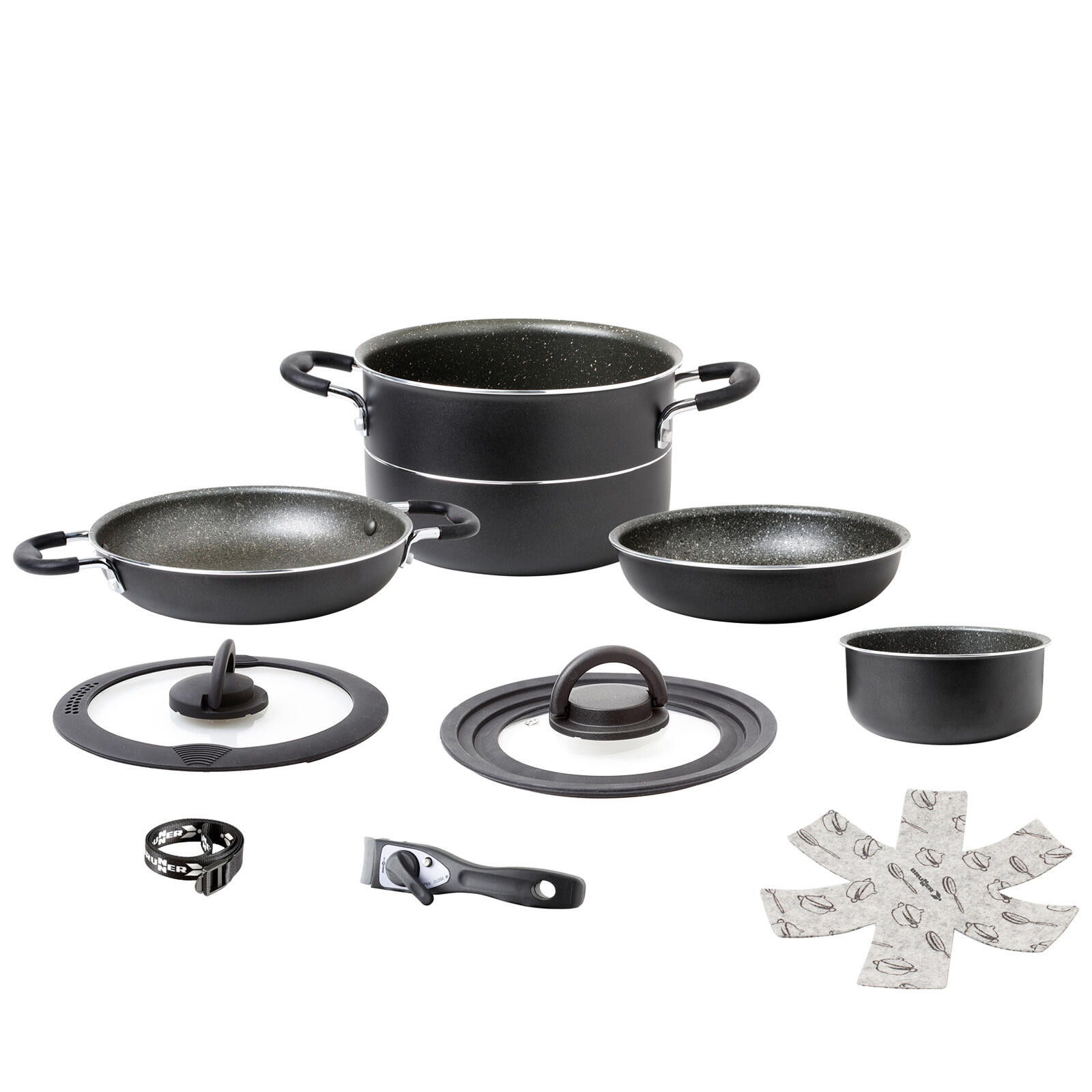 BRUNNER Set di cottura in alluminio Pirata Ø24 Campeggio Pentole Cucina Pentola Padella