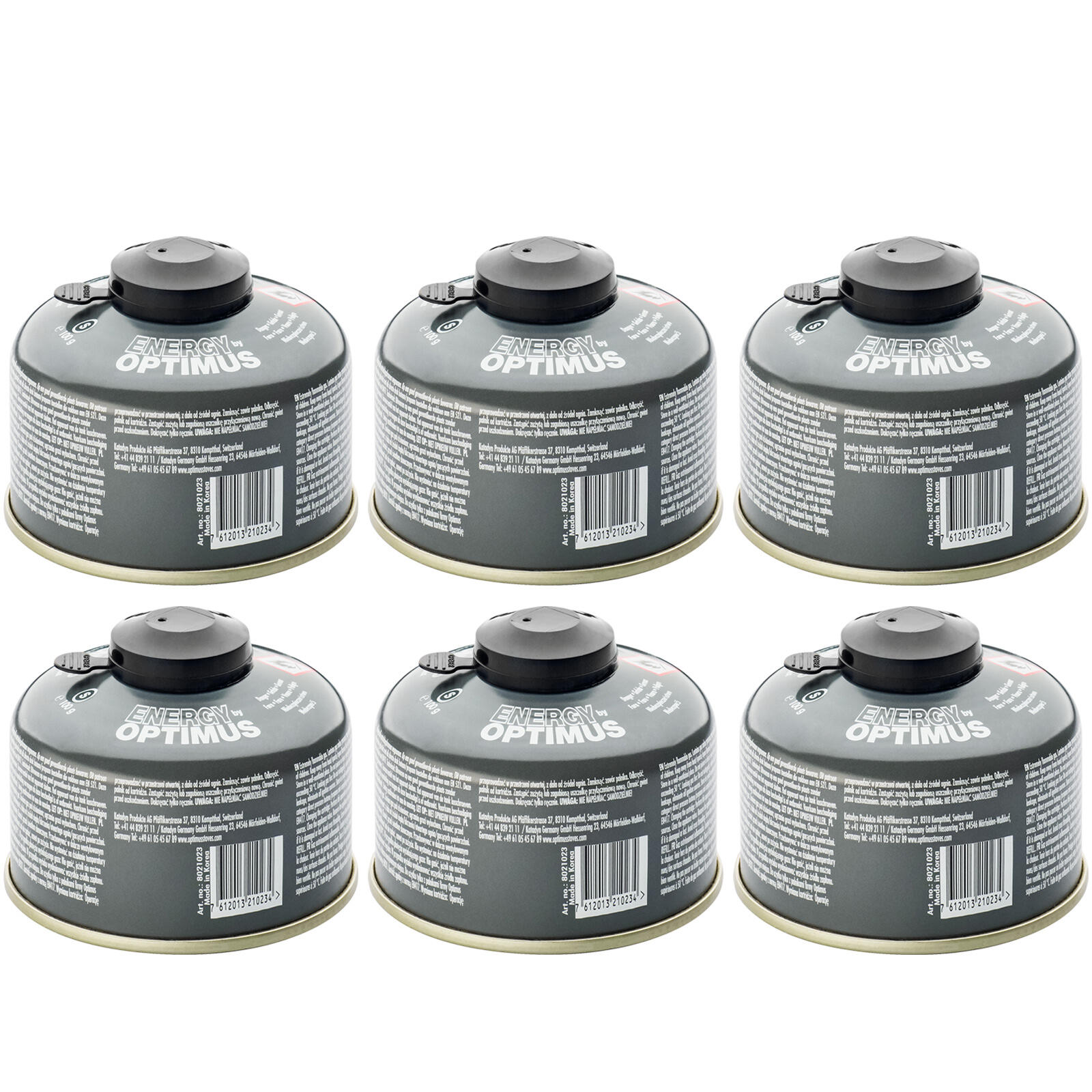 OPTIMUS 6x Schraubkartusche 4-Season Ventil Gas Kartusche Iso Butan/Propan 100 g