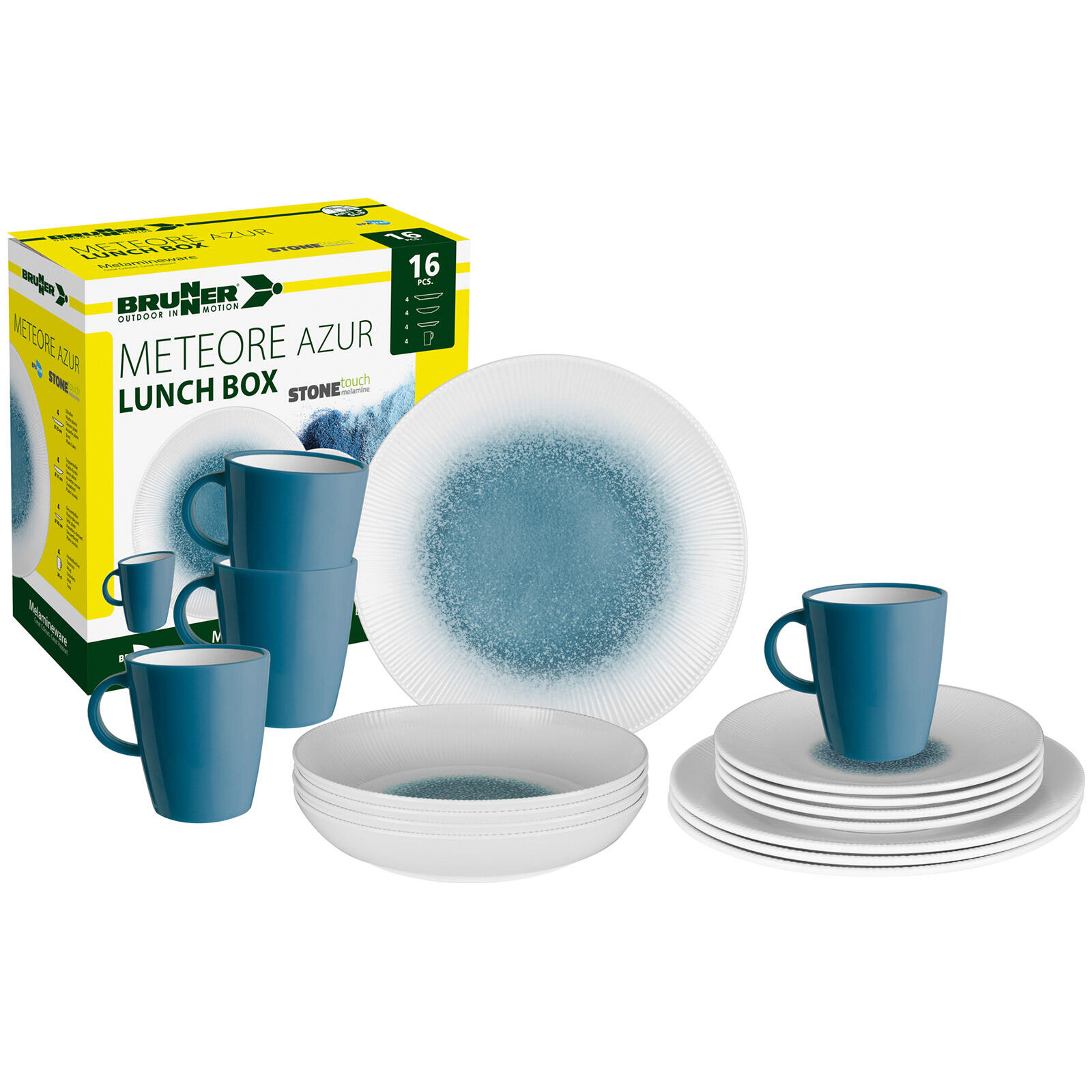 Vaisselle de camping Mélamine Set Lunch Box 16 pièces Assiettes voyage 2/6