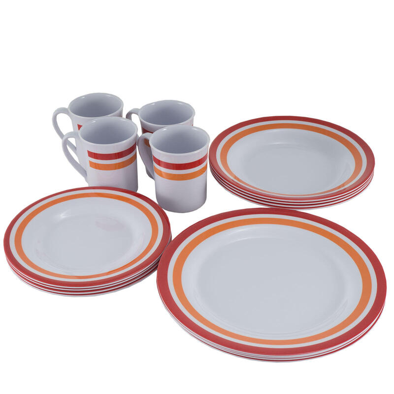 Melamine servies 16-delig camping reisborden Luca