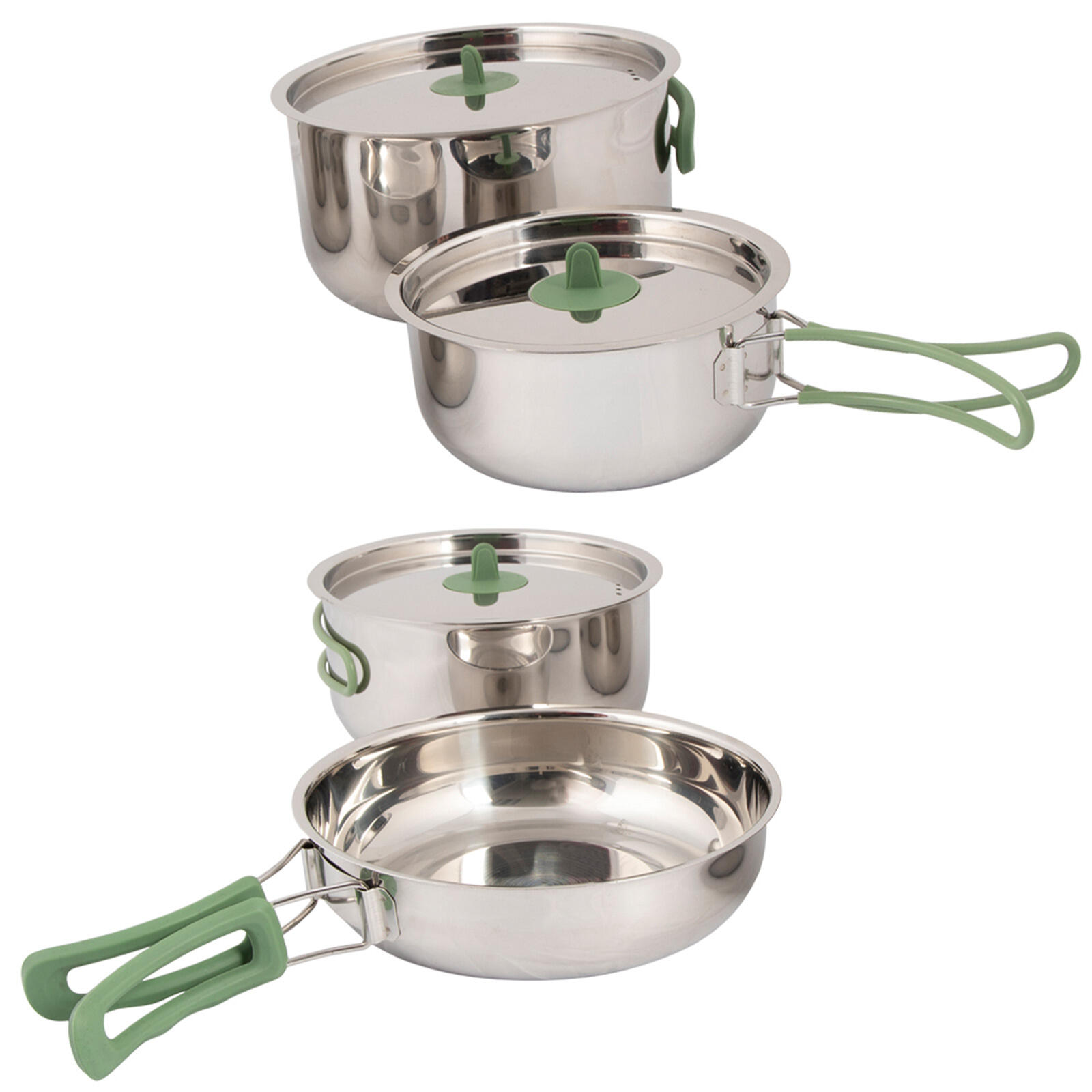 Set da cucina 4 pezzi Campeggio pentole stoviglie impilabili acciaio inox 2/7