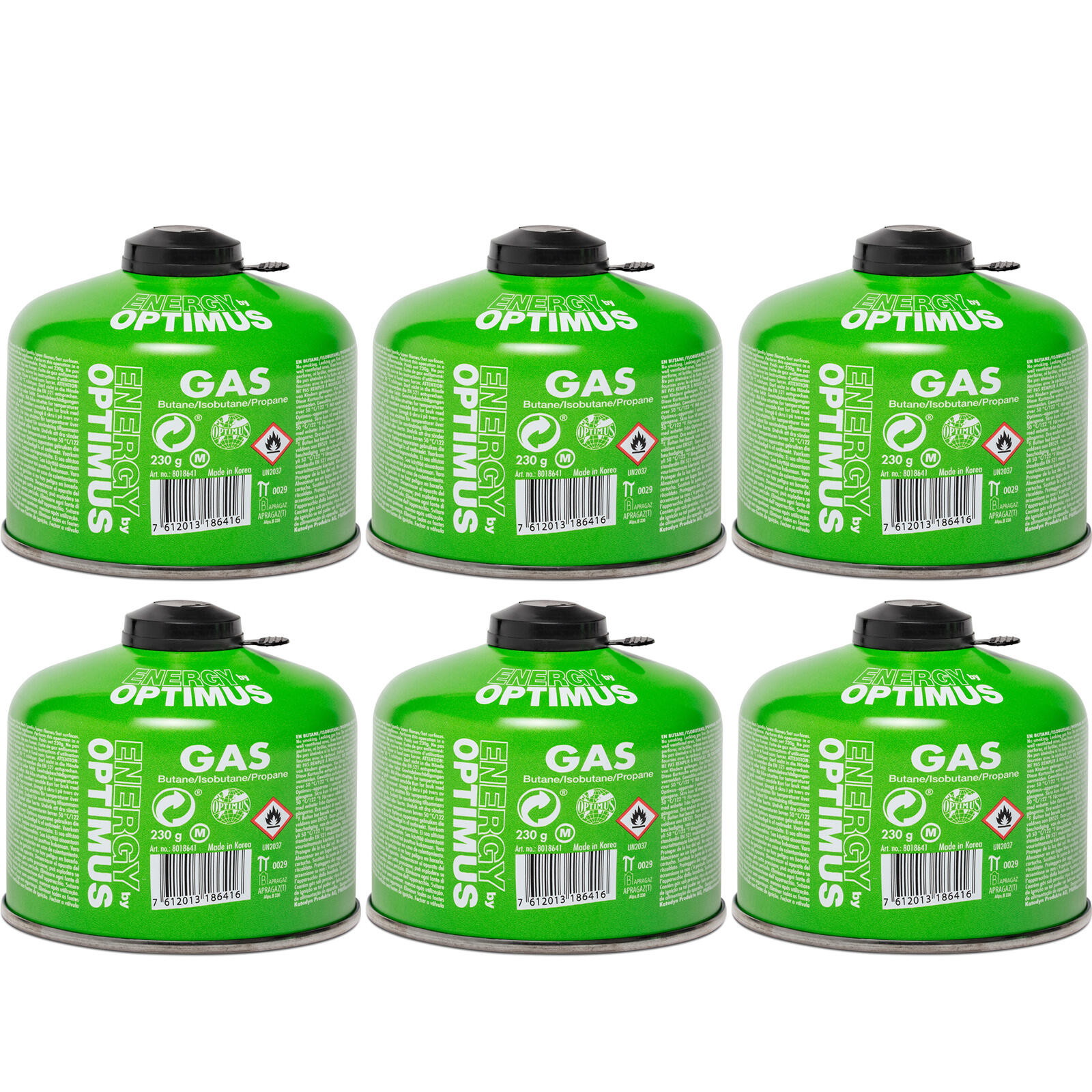 OPTIMUS 6 x Gaskartuschen Campingkocher Kartusche Schraubkartusche Butan/Propan 230 g