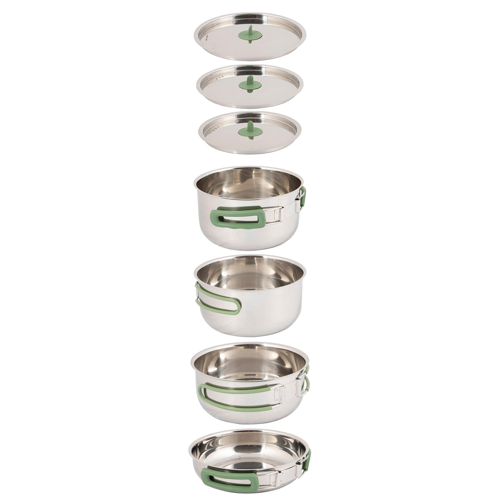 Set da cucina 4 pezzi Campeggio pentole stoviglie impilabili acciaio inox 3/7