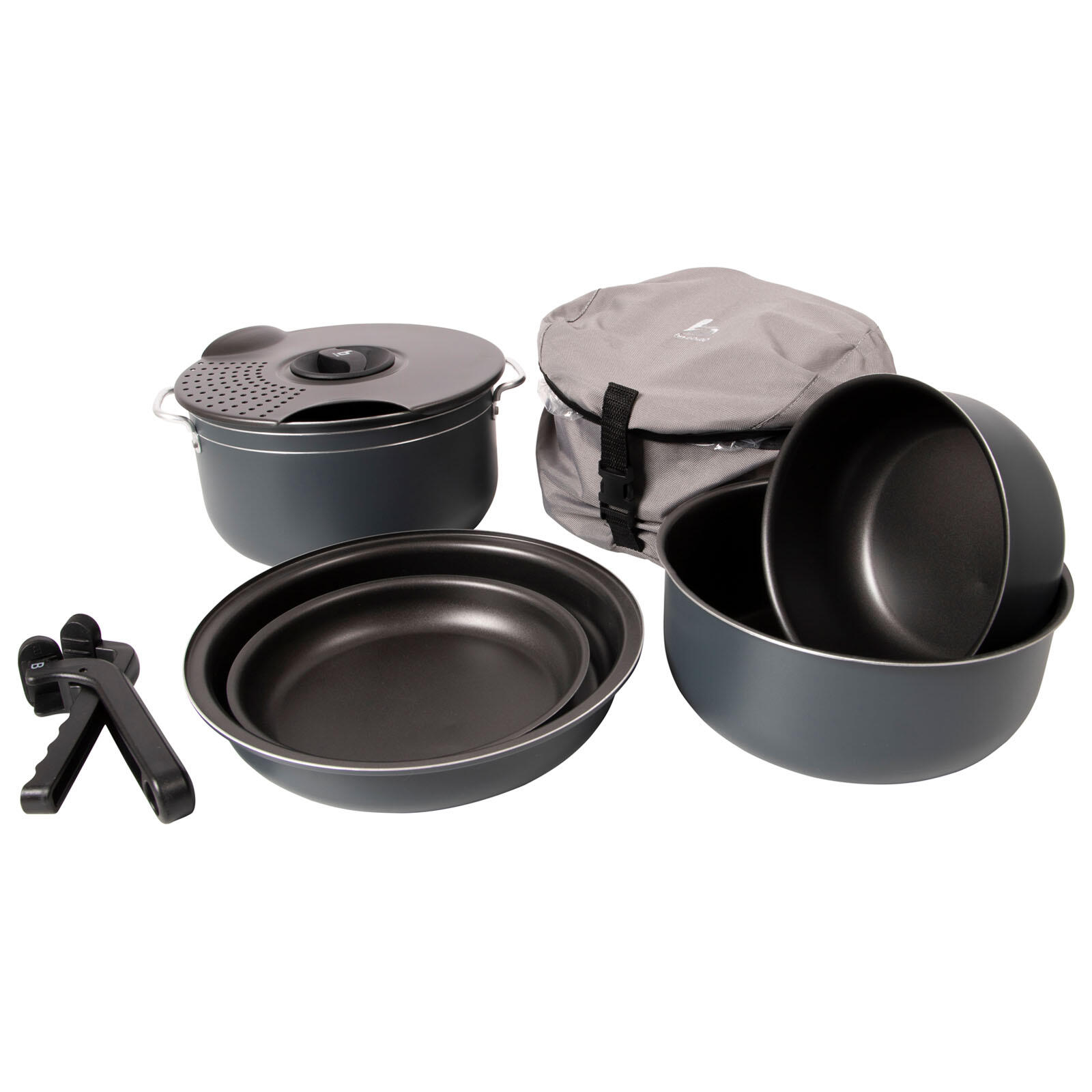 Bo-camp - Set De Cuisine Camping Aluminium Trekking Batterie Alu Poêle 7 Pièces - Faitout - Gris|noir - Taille Unique - Decathlon