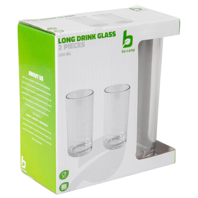 Lot de 2 verres à long drink en polycarbonate camping Verre eau 300 ml