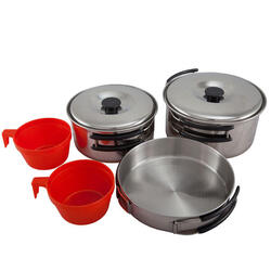 Set de casseroles camping 7 pièces en acier inoxydable Poêle Vaisselle empilable