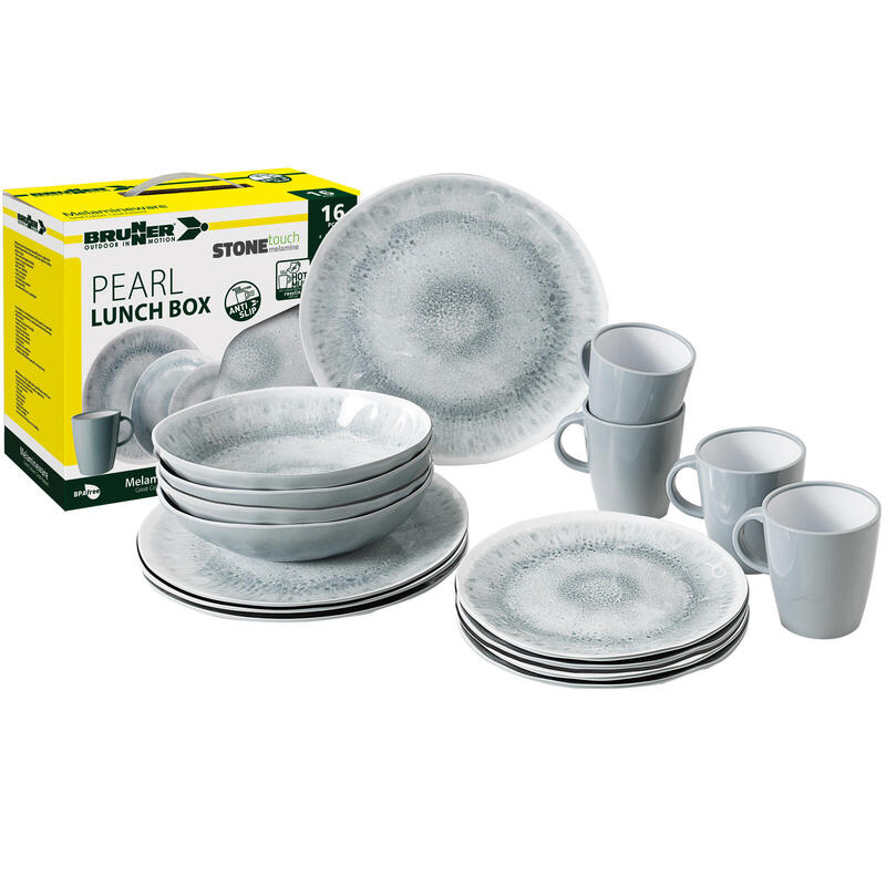 Vaisselle de camping Mélamine Set Lunch Box 16 pièces Assiettes voyage