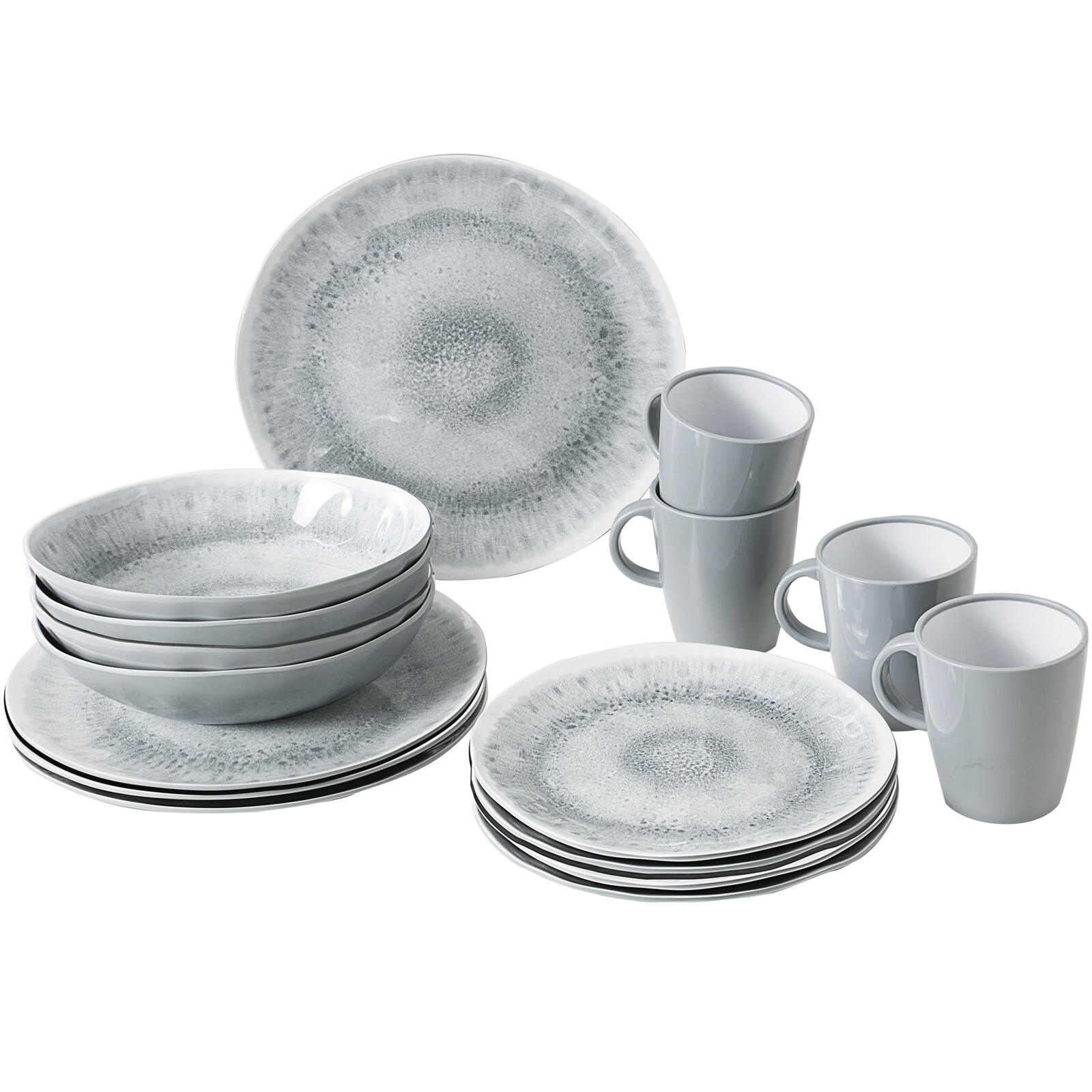 Brunner - Vaisselle De Camping Mélamine Set Lunch Box 16 Pièces Assiettes Voyage - Assiette - Gris - Taille Unique - Decathlon