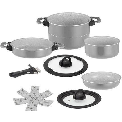 Koch Geschirr Set Fusion 7+1 Magnetic Camping Küche Topf Pfanne Keramik