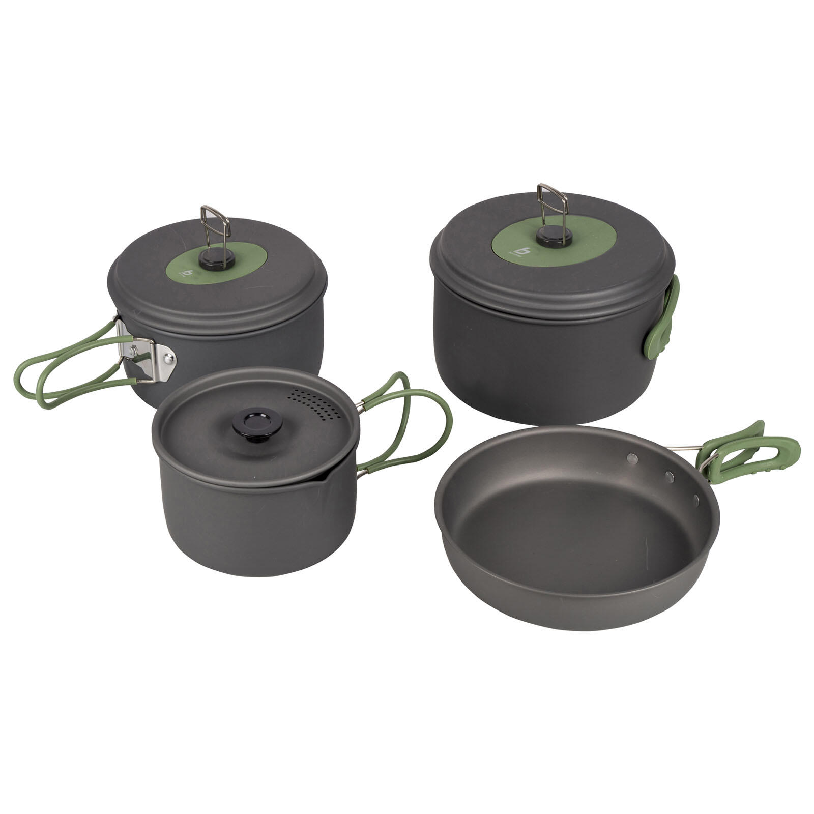 BO-CAMP Pentole da Campeggio Set cucina 4 pezzi trekking outdoor padella alluminio