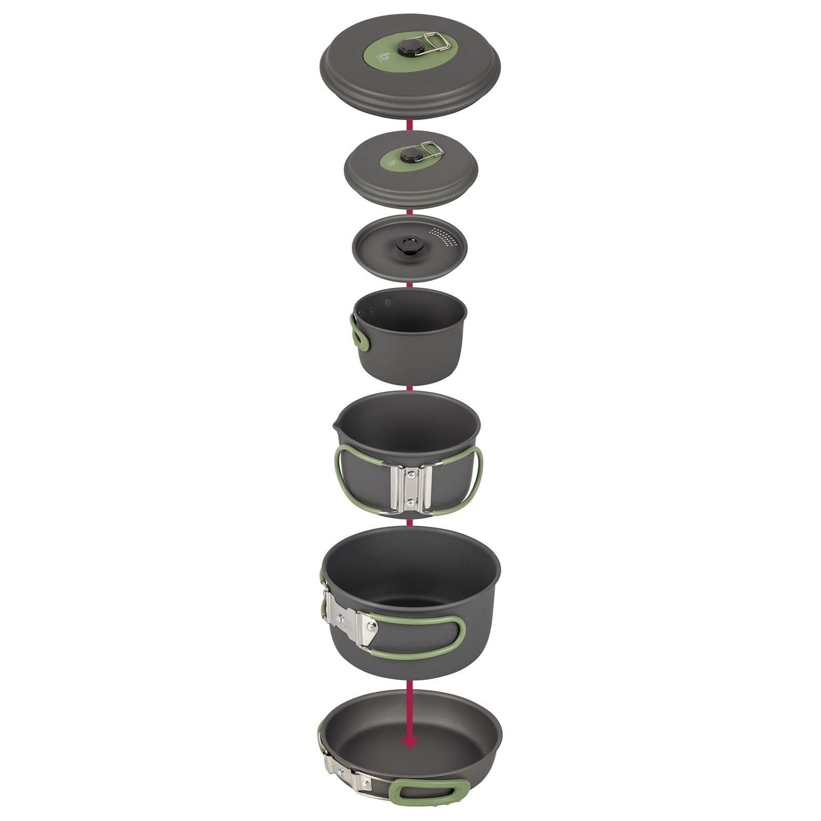 Pentole da Campeggio Set cucina 4 pezzi trekking outdoor padella alluminio 5/7