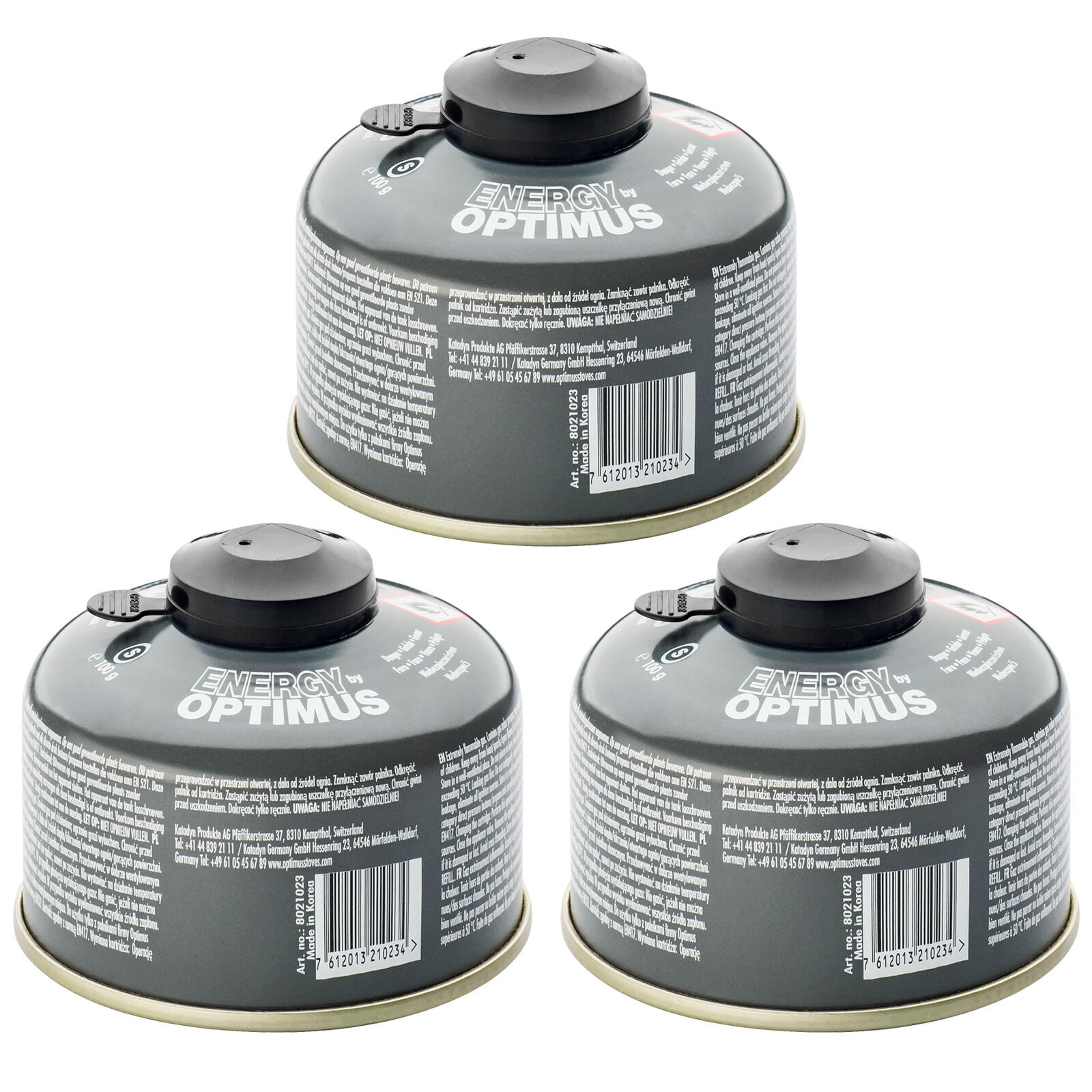 OPTIMUS 3x Schraubkartusche 4-Season Ventil Gas Kartusche Iso Butan/Propan 100 g