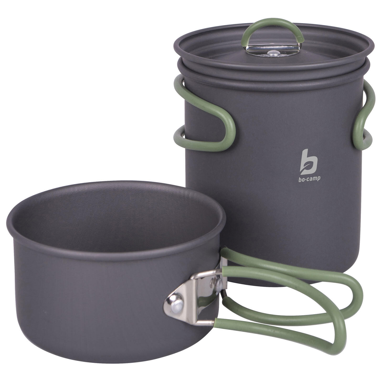 Bo-camp - Batterie De Cuisine Camping Set 2 Pièces Vaisselle Trekking Outdoor Poêle Alu - Faitout - Gris|rouge - Taille Unique - Decathlon