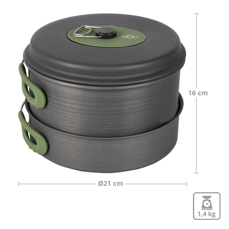 Batterie de cuisine camping Set Vaisselle Poêle anti-adhésive Empilable Alu