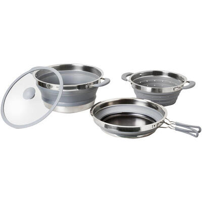 Set vulkaan camping keuken pot pan servies stapelbaar silicone