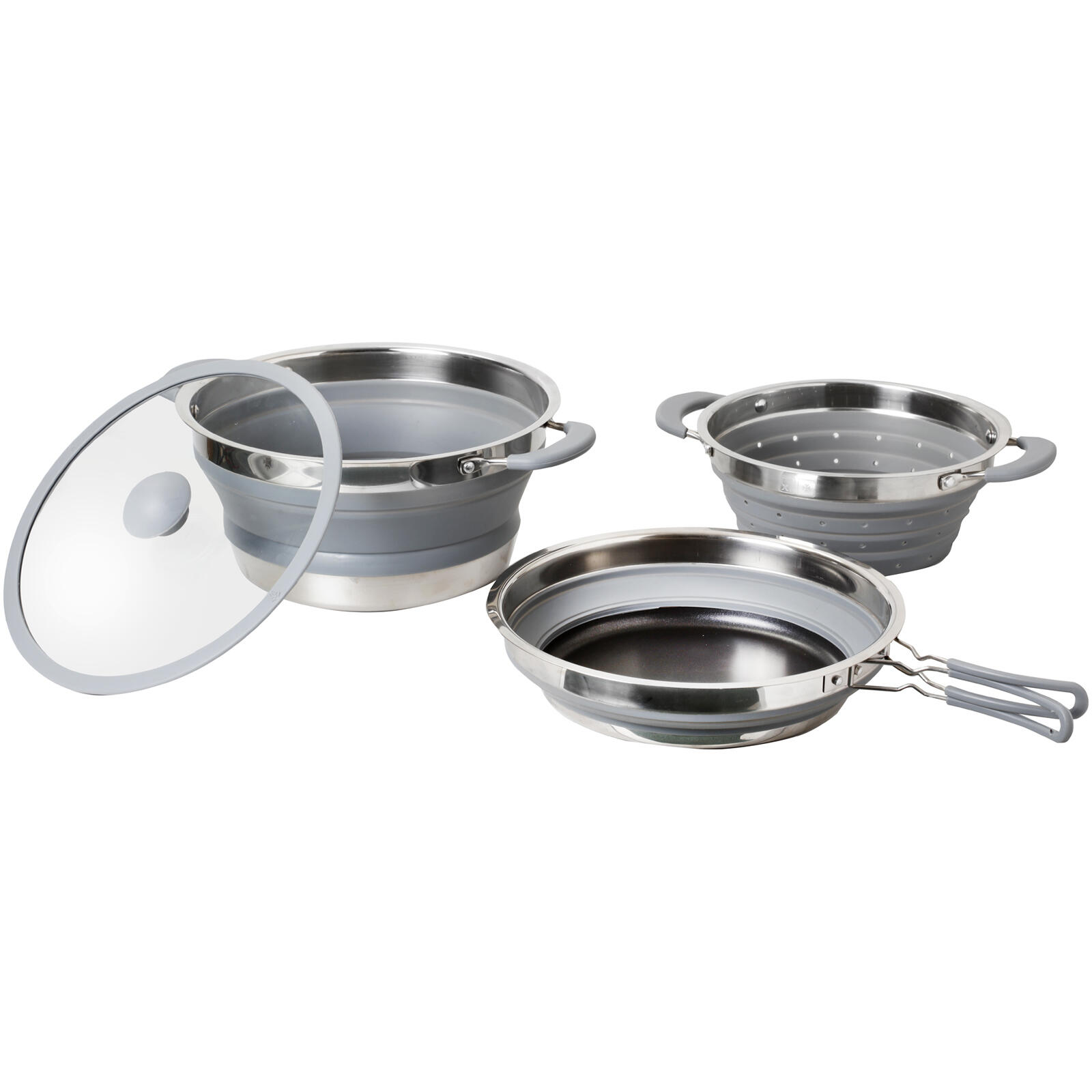 Brunner - Set Volcano Camping Cuisine Casserole Poêle Vaisselle Empilable Silicone - Faitout - Gris - Taille Unique - Decathlon