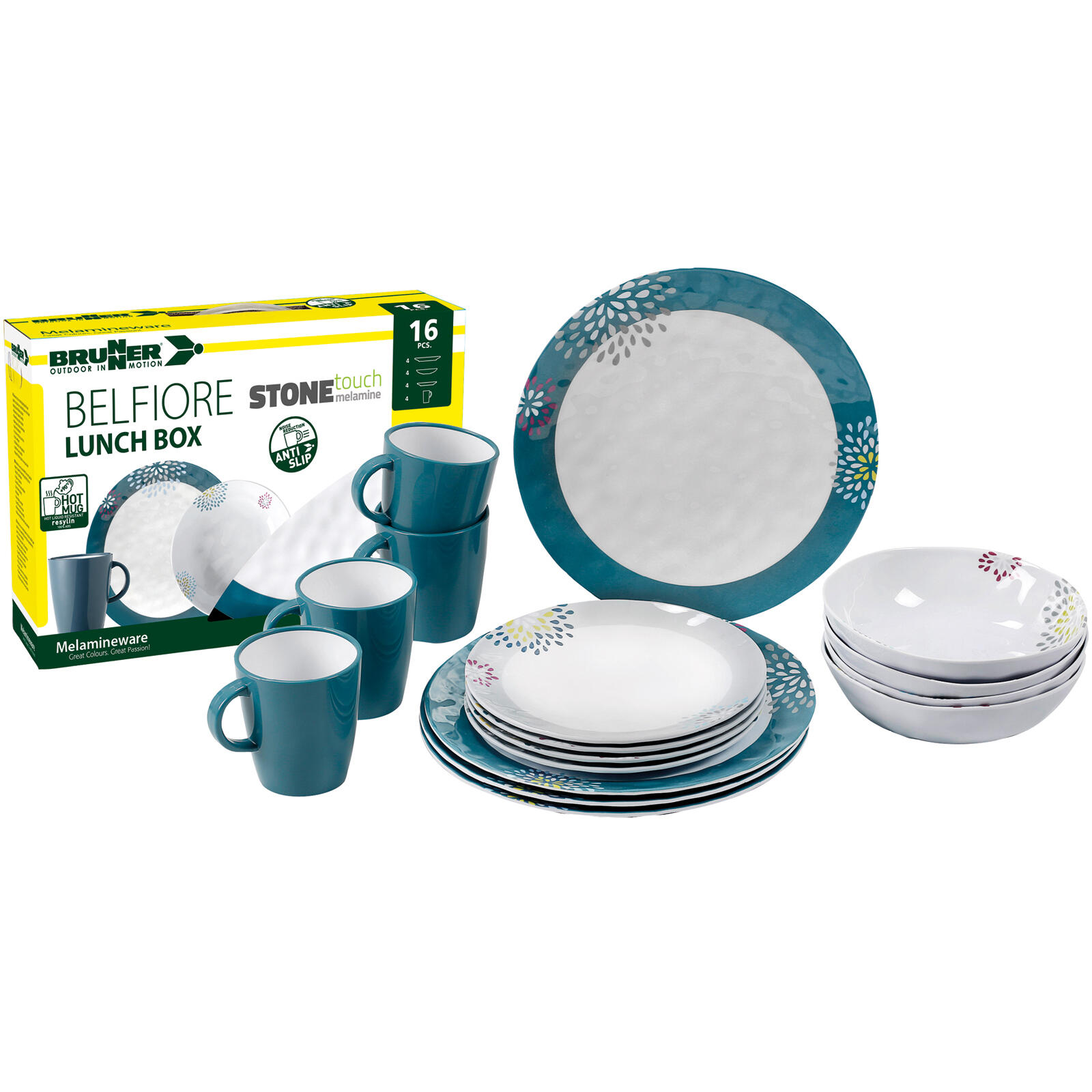 Camping servies Melamine set Lunch box 16 stuks Reis borden 2/5