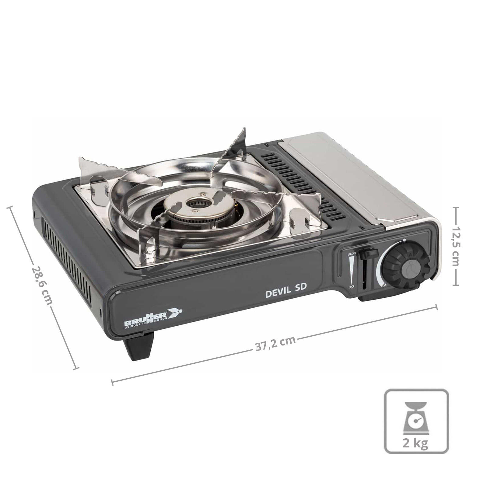 Camping Gaskocher Devil SD NG Gas Kartuschen Kocher Tisch Grill 2200 W 2/7