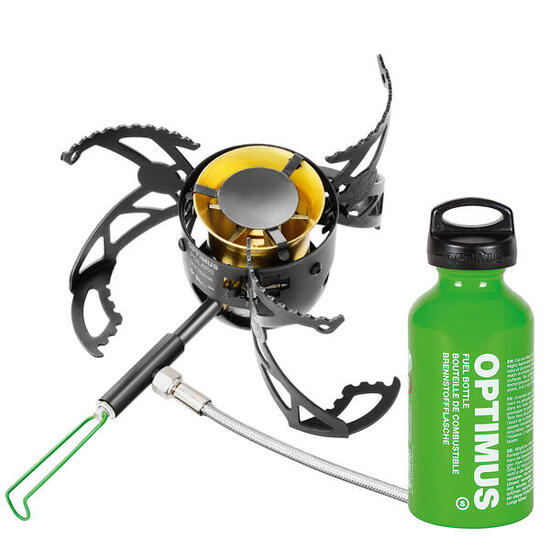 Camping Gaskocher Polaris Optifuel + Flasche Benzin Kocher Faltbar 4200W