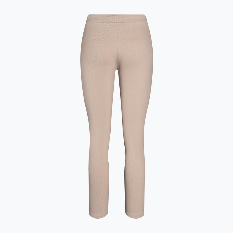 Colanți alergare fitness femei Rib Beige