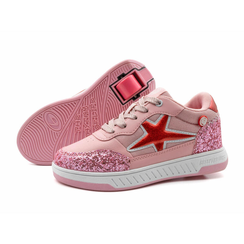 Breezy Pink Star Glitter Pantofi Cu Roți - 37