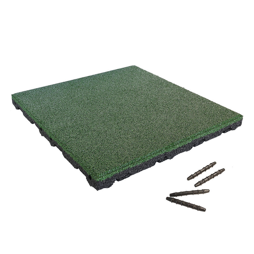 Tigla de cauciuc 55 mm - 50 x 50 cm - Verde - Conexiune știft și orificiu