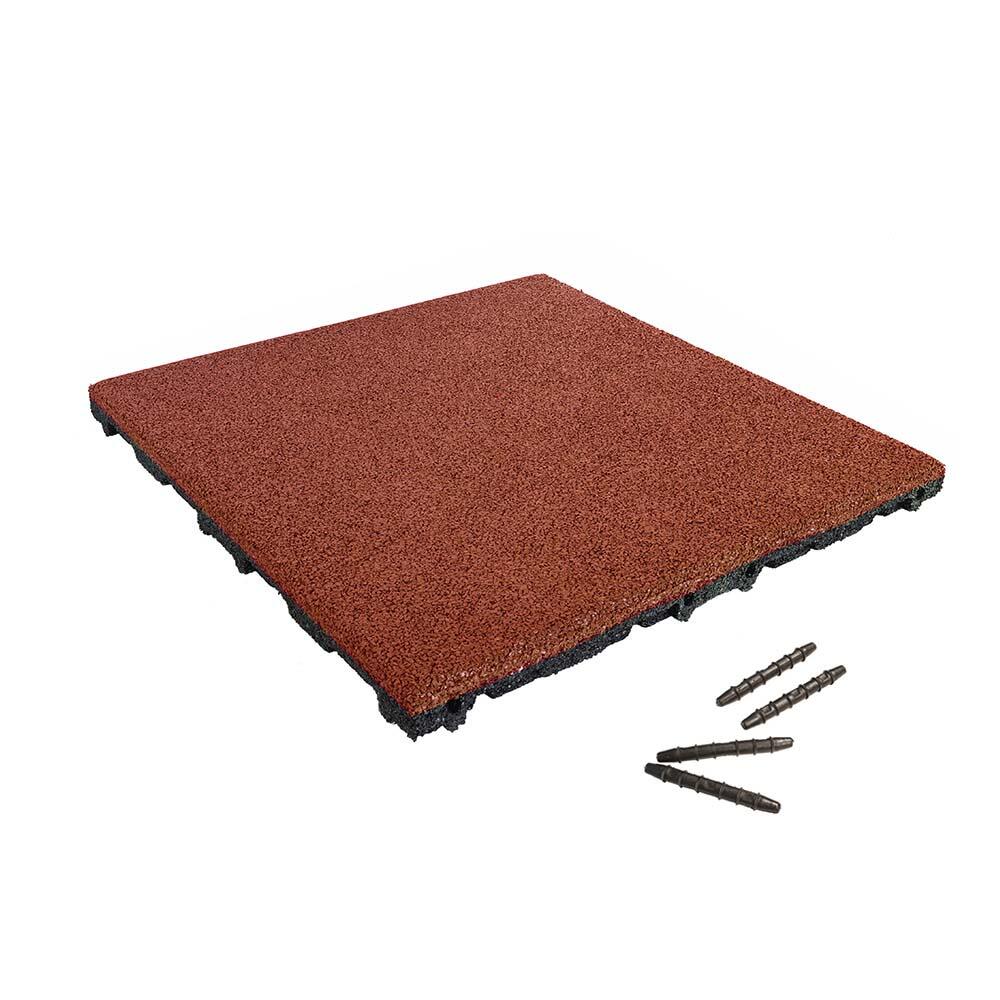 Protetor de chão borracha c/ conexão de pino e furo 50x50cm - 45mm Vermelho