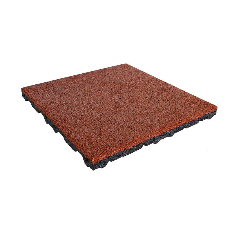 Protetor de chão borracha com junta de encaixe 50x50cm - 55mm - Vermelho