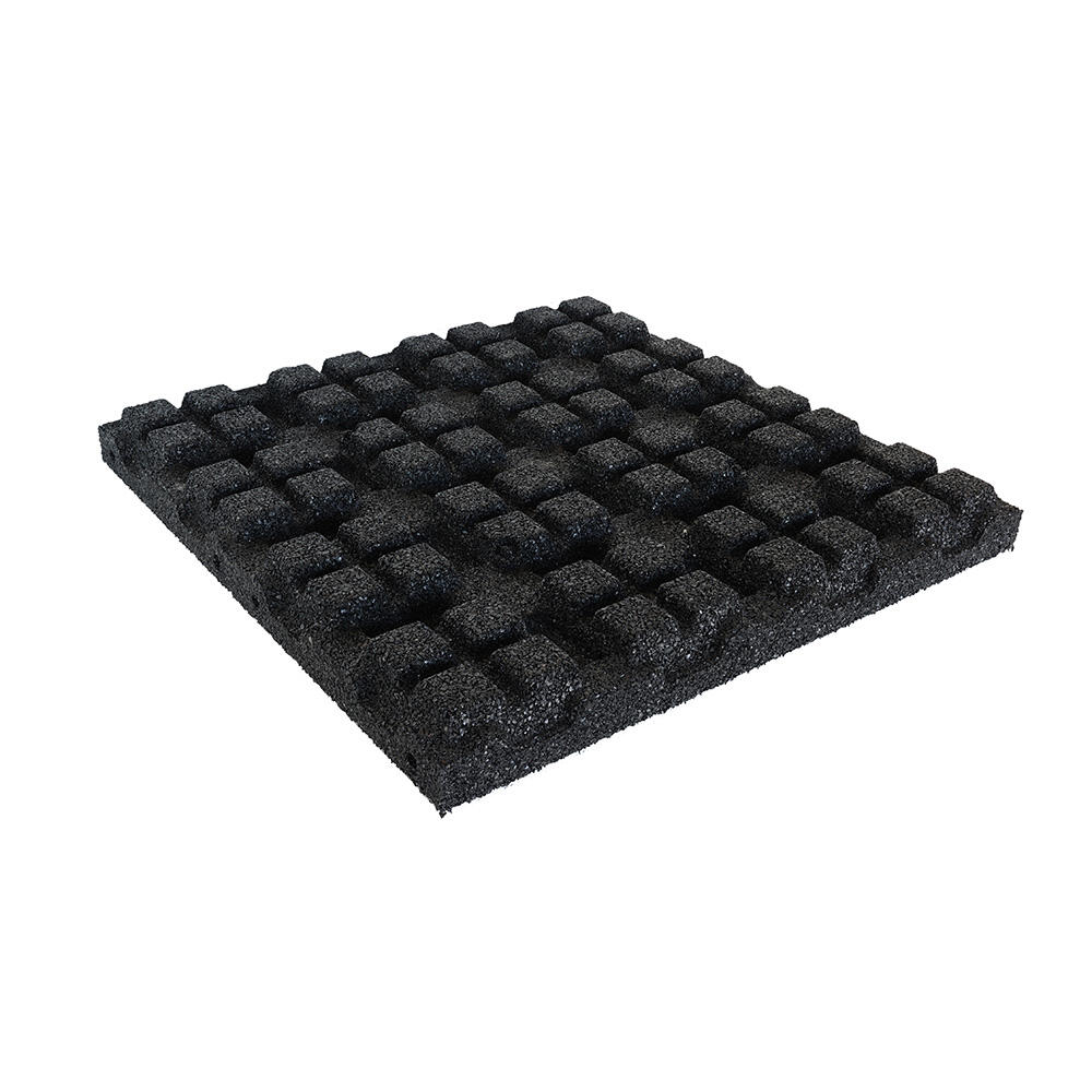 Tigla de cauciuc cu muesca si bransament 50x50 cm - 55 mm - Neagra 3/6