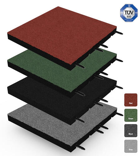 Tigla de cauciuc cu muesca si bransament 50x50 cm - 55 mm - Neagra 4/6
