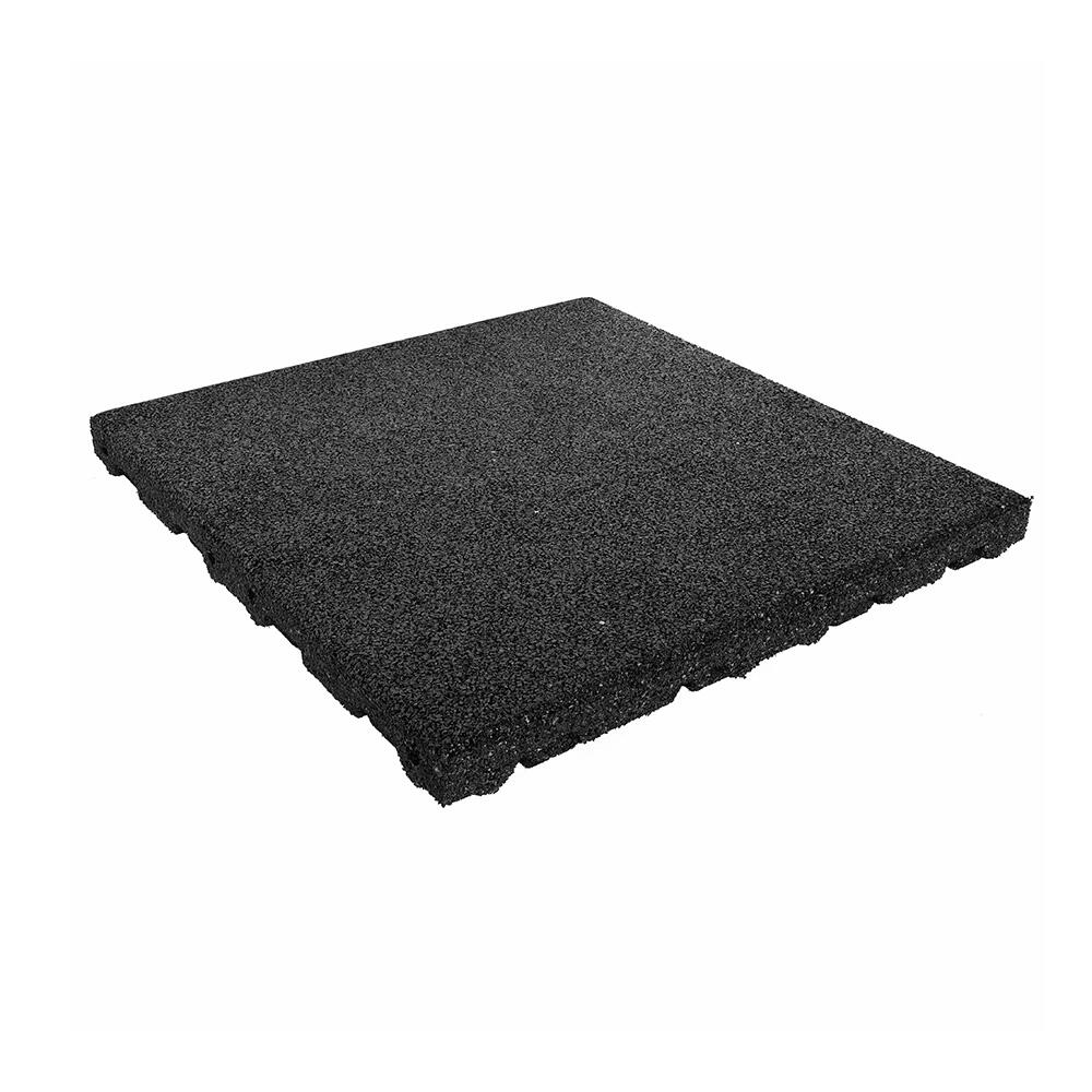 Tigla de cauciuc cu muesca si bransament 50x50 cm - 55 mm - Neagra 2/6