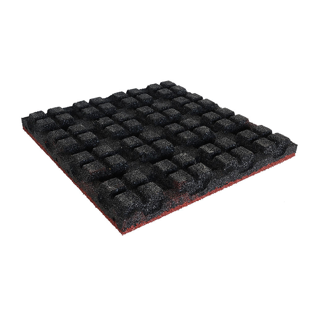 Tigla de cauciuc 55 mm - 50 x 50 cm - Roșu - Conexiune știft și orificiu 3/6