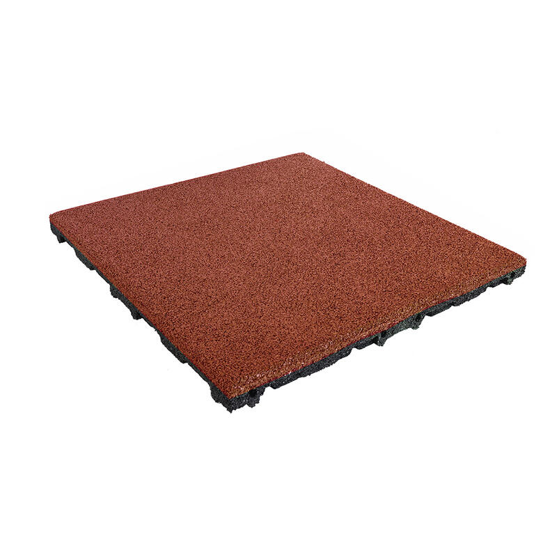Tigla de cauciuc cu muesca si bransament 50x50 cm - 45 mm - Rosie