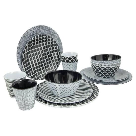 Melamin Campinggeschirr Set Mix&Match Essgeschirr Teller Becher 16tlg
