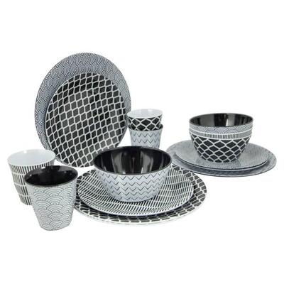 Melamine campingservies mix&match borden mokken 16 stuks