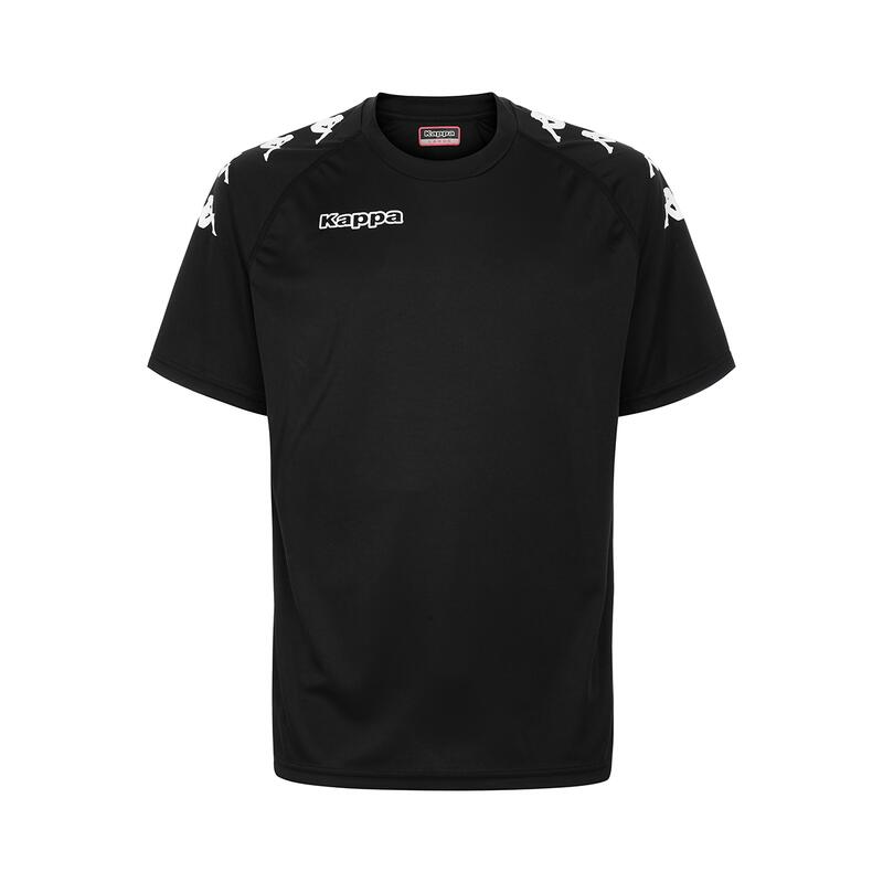 kappa t-shirt da bambino in poliestere nero da calcio .