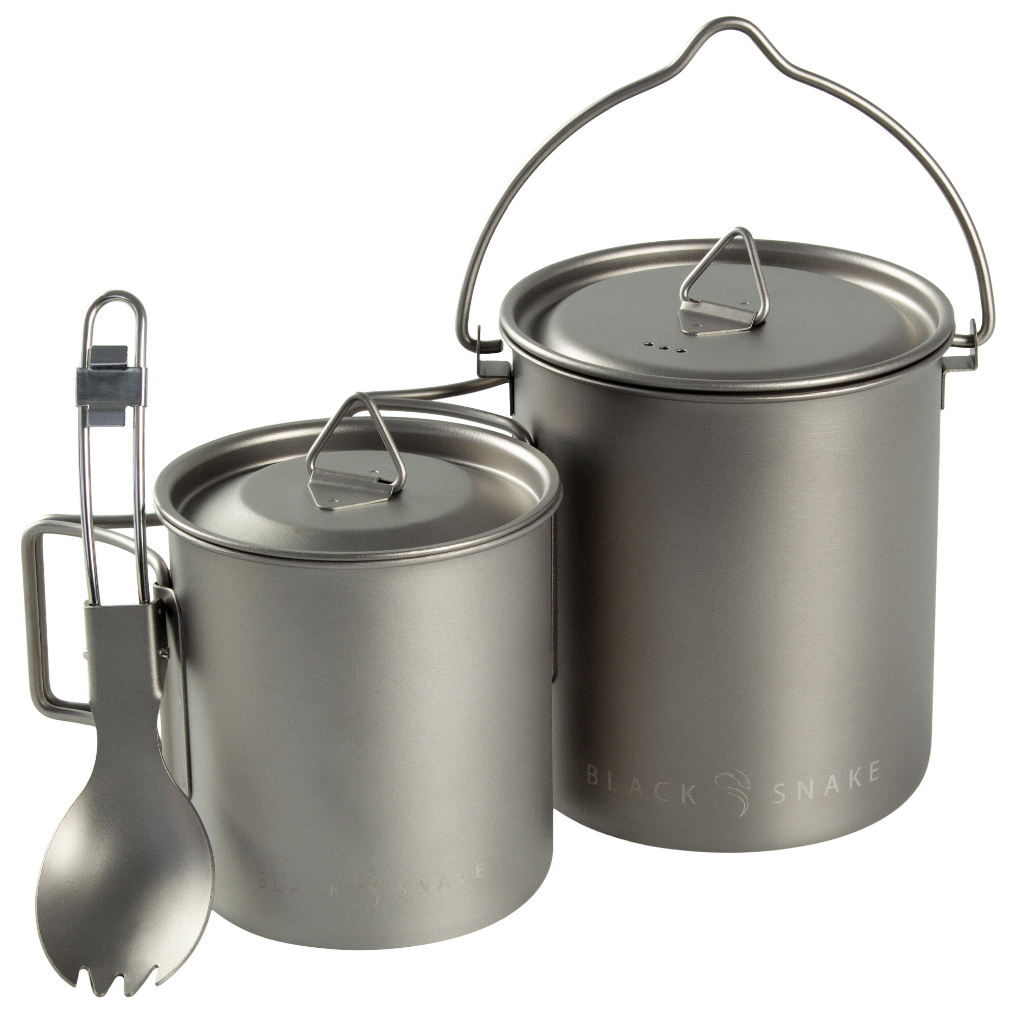 Camping cookware set | Casseroles + Fork/Spoon | Titanium