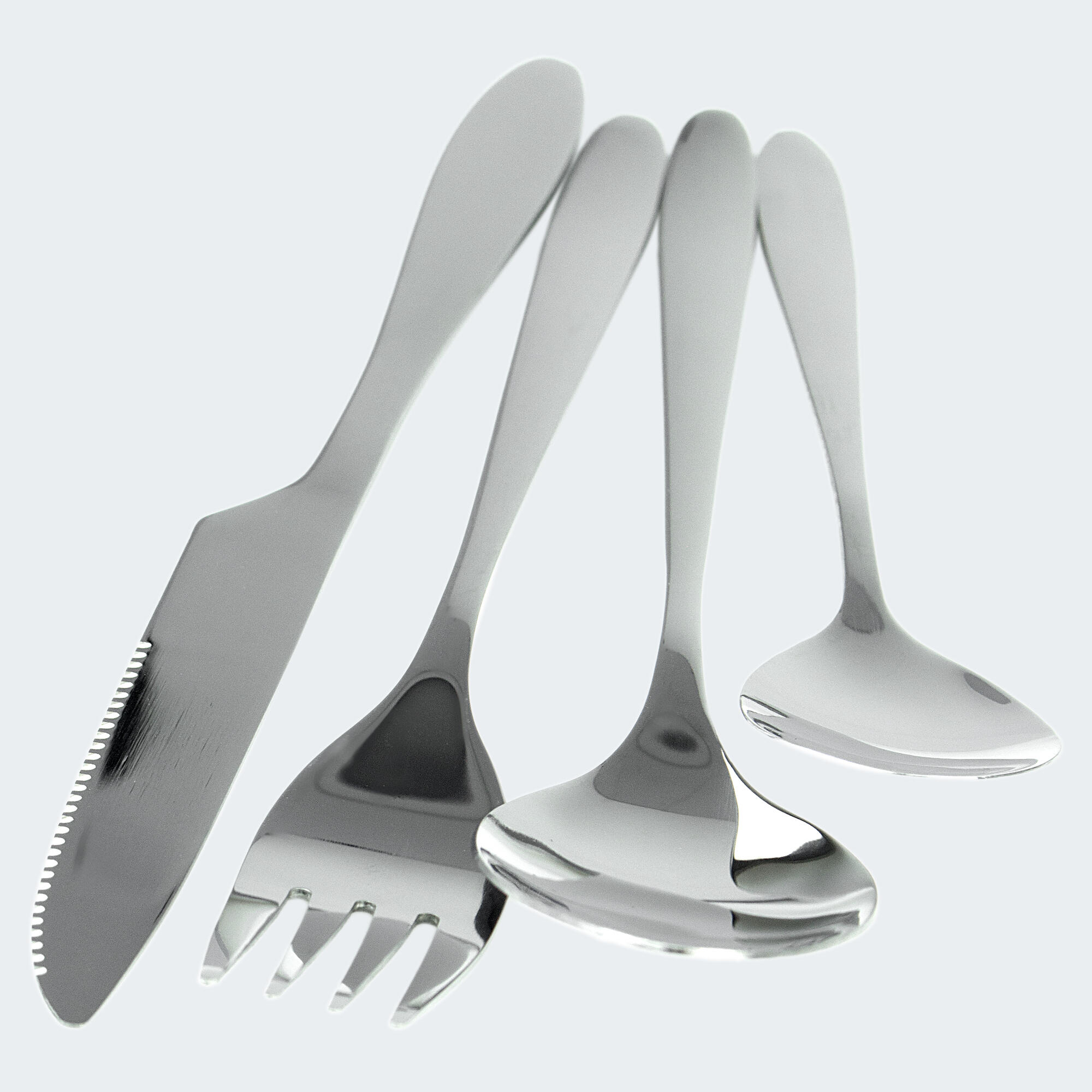 Camping cutlery set | Fork, knife, 2 spoons | Incl. bag | Steel